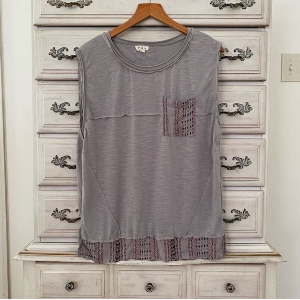 POL Boho Patchwork Slub Cotton Tee - image 2